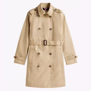 Gabardina cruzada con cinturón